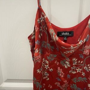 Lulus Red Floral Cowl Neck Short Dress